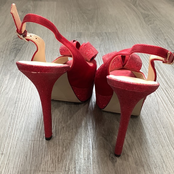 Red sparkle evening high heel shoes size 7 - Picture 7 of 16